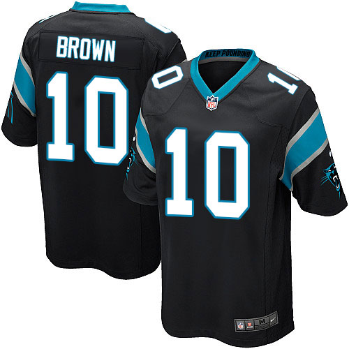 Men's Game Corey Brown Nike Jersey Black Home - #10 NFL Carolina Panthers
